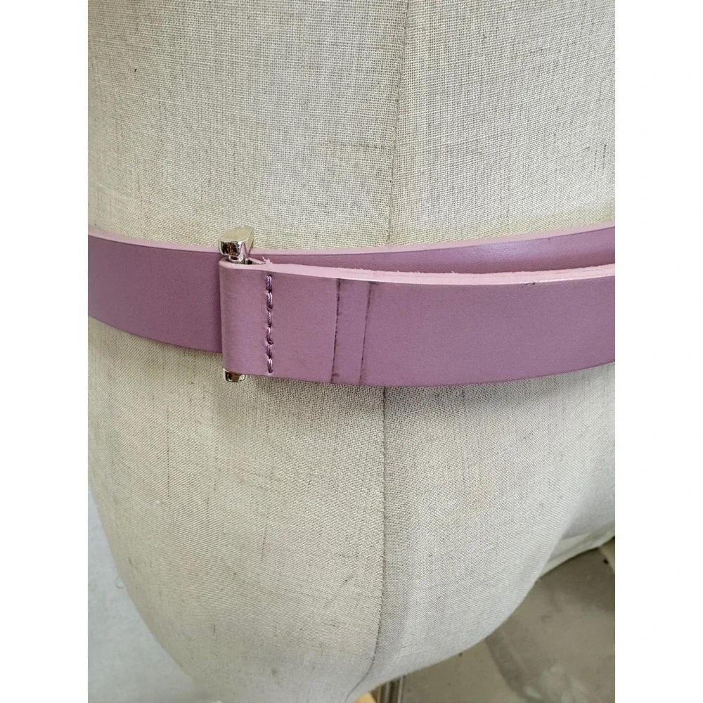 Lauren Ralph Lauren Italian Leather Purple Metal Bar Belt Adjustable L/XL Preppy